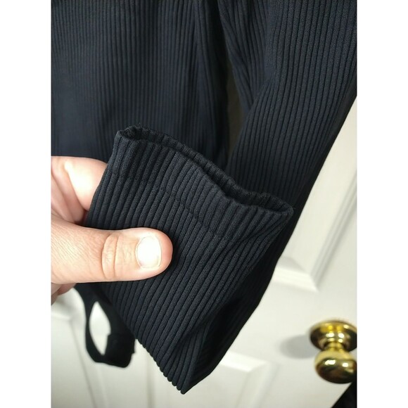 Pink Victoria Secret Woman M Black Long Sleeve Bodysuit Square Neck Ribbed - Picture 8 of 8